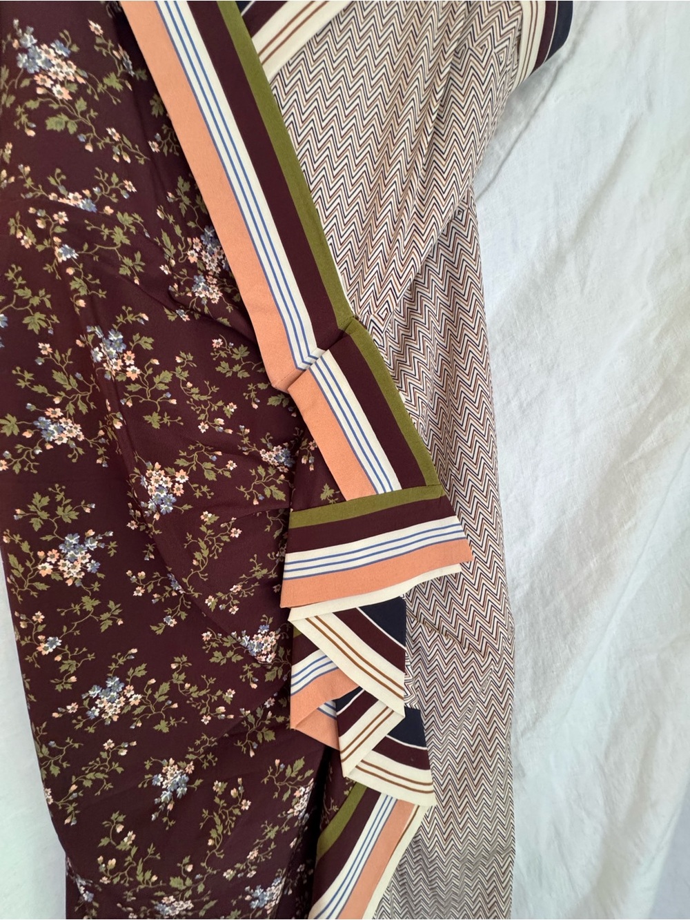 Veronica Beard Mixed-Print Slip Midi Dress in Brown, Olive & Cream - Picture 4 of 16